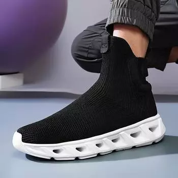 Мужская повседневная обувь для мужчин кроссовки летние дышащие слипоны носки спортивная обувь для бега ходьбы баскетбола Chaussures Pour Hommes 39 чёрный