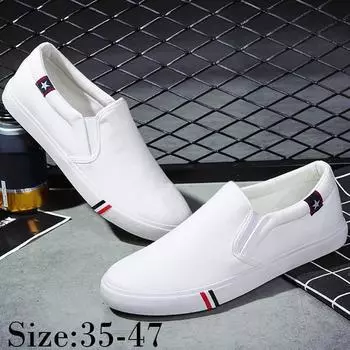 Мужская повседневная обувь Дышащая и легкая универсальная мужская парусиновая обувь Женская обувь для ленивых 35 белый