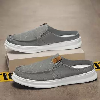 Мужская повседневная обувь, дышащая парусиновая джинсовая мягкая подошва, спортивная обувь, прогулочные туфли на плоской подошве, летние легкие тапочки 39-44 39 серый