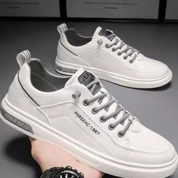 Мужская повседневная обувь, дышащие белые кроссовки, модные теннисные туфли для вождения, прогулок, мужские туфли на плоской подошве для скейтбординга 40 бежевый