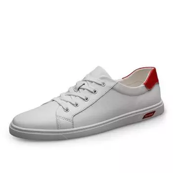 Мужская повседневная обувь, дышащие белые кроссовки, мужские низкие прогулочные туфли из натуральной кожи, мужские туфли на шнуровке, однотонные мужские туфли 37