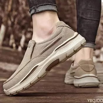 Мужская повседневная обувь, дышащие лоферы из парусины, мужские 2024 г., удобная мужская обувь для ходьбы на открытом воздухе, классические лоферы, мужские кроссовки 39 серый