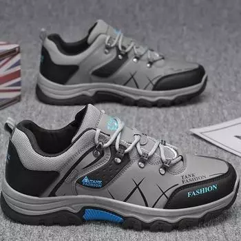 Мужская повседневная обувь, хит продаж, кожаная водонепроницаемая рабочая обувь, толстая подошва, удобная, низкая, новая прогулочная обувь для мужчин 39 серый