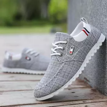 Мужская повседневная обувь из дышащего парусинового материала 2024 года — коллекция весна и осень Regular TX33; 40 чёрный