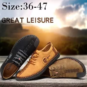 Мужская повседневная обувь из искусственной кожи большого размера 38-47, модные мокасины ручной работы с мягкой подошвой 38 чёрный