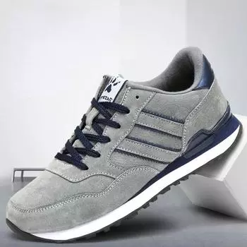Мужская повседневная обувь из искусственной кожи, мужская весенняя мужская повседневная легкая обувь, кроссовки на плоской подошве с шнуровкой, дышащая уличная обувь Sapato 2022 38 серый
