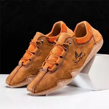 Мужская повседневная обувь из искусственной кожи ручной работы на весну и осень, со шнуровкой, непромокаемая, легкая, удобная, мужская обувь 43