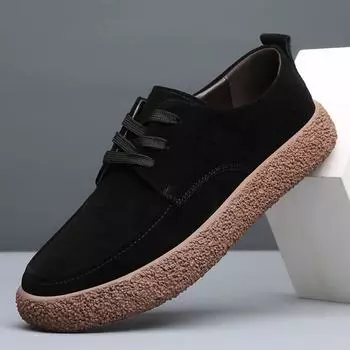 Мужская повседневная обувь из коровьей замши, мужские оксфорды на шнуровке, туфли-лодочки Sapatos Masculino Chaussure Homme Zapatos Casuales Hombre 6.5