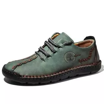 Мужская повседневная обувь из кожи для ходьбы на открытом воздухе 2024 г., новинка в моде, ручная работа, роскошная мужская итальянская обувь, мокасины, обувь для вождения 38 зелёный
