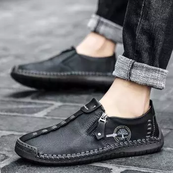 Мужская повседневная обувь из кожи из микрофибры, модная мужская обувь для вождения, мужская обувь на плоской подошве со шнуровкой, удобные мужские лоферы 38 хаки