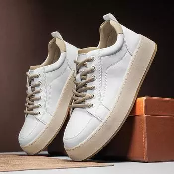 Мужская повседневная обувь из натуральной кожи, модная мужская обувь для активного отдыха, нескользящая мужская обувь на платформе, мокасины с защитой от столкновений 6.5