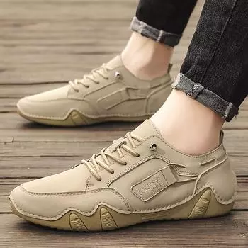 Мужская повседневная обувь из натуральной кожи, обувь для вождения 39 чёрный