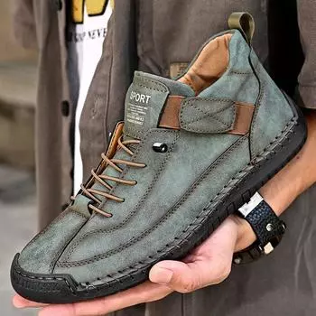 Мужская повседневная обувь из натуральной кожи, дышащие кроссовки, модные лоферы в британском стиле, мужские дизайнерские топсайдеры 38 чёрный