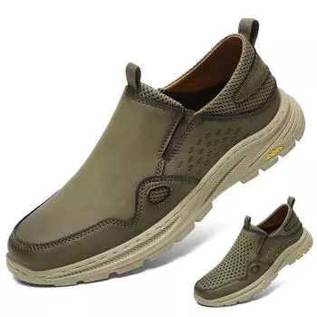 Мужская повседневная обувь из натуральной кожи ручной работы, удобные и дышащие мокасины, мужские деловые туфли на плоской подошве 38 хаки