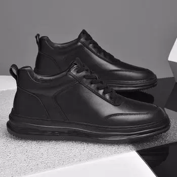 Мужская повседневная обувь из натуральной кожи, черные осенне-зимние туфли дерби на шнуровке, мужская красивая непромокаемая обувь, мужские кроссовки на плоской подошве 38 чёрный