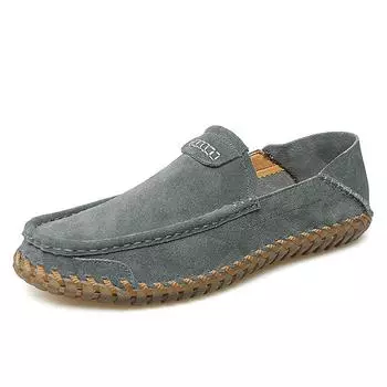 Мужская повседневная обувь из натуральной кожи ручной работы, лоферы, удобные мокасины, мужская обувь на плоской подошве 38 зелёный