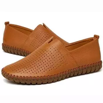 Мужская повседневная обувь из натуральной кожи Мужские офисные деловые кожаные туфли Punch Slip on Кроссовки для ходьбы Мужские мокасины Обувь для вождения 38