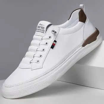 Мужская повседневная обувь из натуральной кожи, деловая, офисная, на толстой подошве, белая, спортивная, для отдыха, мужская обувь для походов и путешествий 38 бежевый