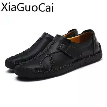 Мужская повседневная обувь из натуральной кожи, кожаные мокасины без застежек, дизайнерские мужские кроссовки на плоской подошве большого размера для вождения 6.5 светло-желтого