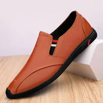 Мужская повседневная обувь из натуральной кожи, роскошный бренд 2024 года, мужские удобные мокасины, дышащие слипоны, деловая мягкая обувь, весна 37 чёрный