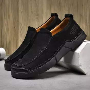 Мужская повседневная обувь из натуральной кожи, большие размеры, мужские мокасины, ручная работа, рабочая обувь из коровьей кожи, плоская обувь для мужчин 7 светло-коричневого