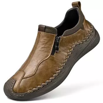 Мужская повседневная обувь из натуральной кожи ручной работы. Удобные мокасины. Мужская деловая обувь на плоской подошве. 38 хаки