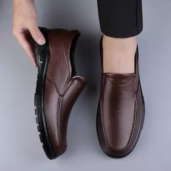 Мужская повседневная обувь из натуральной ретро уличной обуви на плоской подошве, швейная обувь ручной работы, вечерние туфли из коровьей кожи для отдыха 38 чёрный