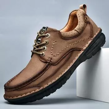 Мужская повседневная обувь из натуральной воловьей кожи, туфли с большим носком 38