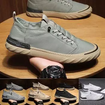 Мужская повседневная обувь из ткани Ice Silk Canvas Shoes, кроссовки, новинка, дышащие мужские туфли-лоферы на плоской подошве, мужская вулканизированная обувь, тренд 2024 года 39 серый