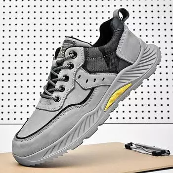 Мужская повседневная обувь из воловьей кожи с низким вырезом для походов на открытом воздухе 38 серый