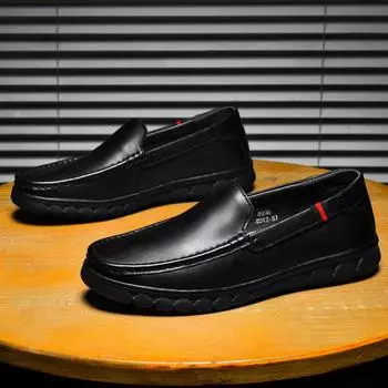 Мужская повседневная обувь из воловьей кожи с первым слоем, обувь из натуральной кожи, мужская обувь Gommino, обувь без шнуровки для вождения 38