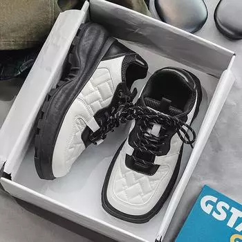 Мужская повседневная обувь Эластичные шнурки Плоская обувь в британском деловом стиле Износостойкая Нескользящая Модная универсальная модель с основным ремешком 39 чёрный