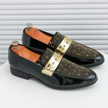 Мужская повседневная обувь, классические дизайнерские кожаные туфли класса люкс, удобная обувь для мужчин, лоферы 38 золотой