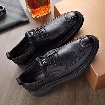 Мужская повседневная обувь, классические роскошные брендовые мужские модельные туфли высокого качества, коричневые, черные удобные кожаные туфли для мужчин 38 чёрный