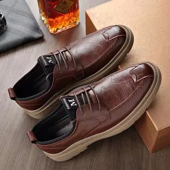 Мужская повседневная обувь, классические роскошные брендовые мужские модельные туфли высокого качества, коричневые, черные удобные кожаные туфли для мужчин 38 чёрный