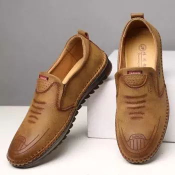 Мужская повседневная обувь, кожаная обувь, роскошные лоферы, мужские нескользящие дышащие кожаные туфли на мягкой подошве, туфли без шнуровки для вождения, большой размер 45 38