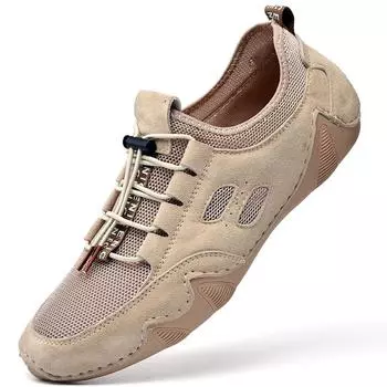 Мужская повседневная обувь Кожаная обувь ручной работы Удобная мужская обувь на плоской подошве Универсальные мужские кроссовки 44 серый