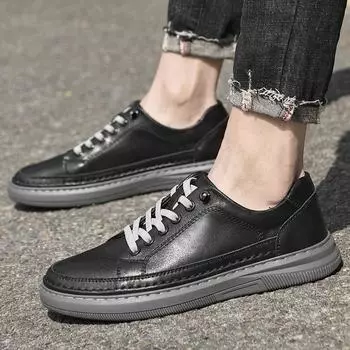 Мужская повседневная обувь, кожаные кроссовки, дышащие, мужские дизайнерские модные повседневные кожаные туфли в британском стиле, новые кроссовки для ходьбы 6.5