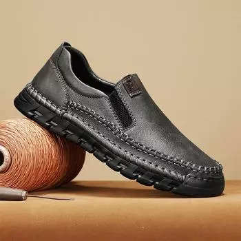 Мужская повседневная обувь, кожаные мокасины ручной работы, качественные мокасины на плоской подошве, мужские кроссовки 39 серый