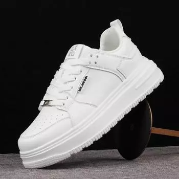 Мужская повседневная обувь Кожаные туфли для скейтбординга Мужская спортивная обувь на толстой подошве Легкая мужская дорожная обувь Национальная модная обувь 40 белый