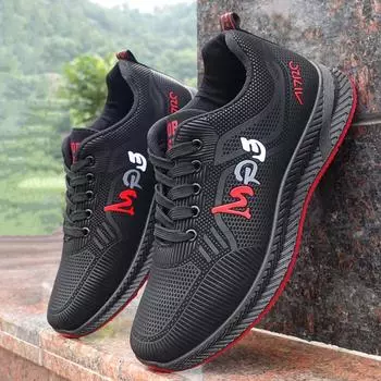 Мужская повседневная обувь Кроссовки сетчатые на шнуровке Мужские кроссовки для бега Кроссовки для бега Дышащие мужские кроссовки Обувь для ходьбы на открытом воздухе Мужская обувь 39 красный