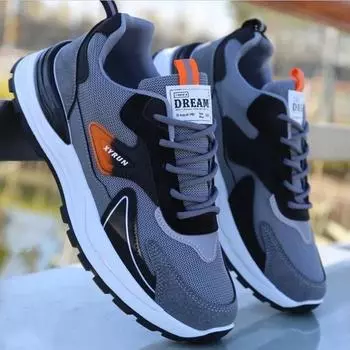 Мужская повседневная обувь, легкие дышащие мужские кроссовки на плоской подошве на шнуровке, мужская модная дышащая спортивная повседневная обувь Tenis Masculino 39 чёрный