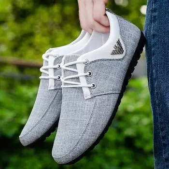 Мужская повседневная обувь, легкие мужские парусиновые туфли, металлические мужские туфли для вождения, однотонные мужские кроссовки на шнуровке Zapatillas Hombre 2025 39 чёрный