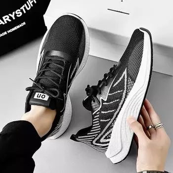 Мужская повседневная обувь Легкие удобные кроссовки для ходьбы Tenis masculino Zapatillas Hombre Мужская обувь со шнуровкой и сеткой 39 чёрный