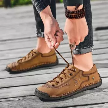 Мужская повседневная обувь, летние дышащие кроссовки, лоферы, прогулочная обувь ручной работы 39 чёрный