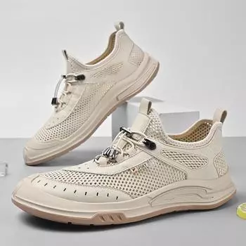 Мужская повседневная обувь, летняя, дышащая, сетчатая, быстро шнурующаяся, мягкая, удобная, нескользящая, мужская, большого размера 39-46 39 чёрный