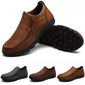 Мужская повседневная обувь, лоферы, модные мокасины ручной работы в стиле ретро для отдыха, обувь 42 коричневый