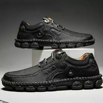 Мужская повседневная обувь, лоферы, мужская обувь, качественная кожаная мужская обувь, мужские мокасины на плоской подошве, размер 38-48 38 чёрный