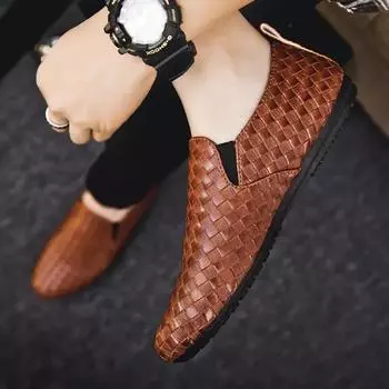 Мужская повседневная обувь, лоферы, слипоны, ретро, удобные, новые, мужская кожаная обувь, дешевая распродажа, корейский стиль, летняя распродажа для взрослых 39