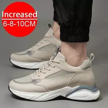 Мужская повседневная обувь, массивные кроссовки 6/8 см, высококачественные дышащие модные кроссовки из натуральной кожи из воловьей кожи, толстая обувь, размер 36-44 36